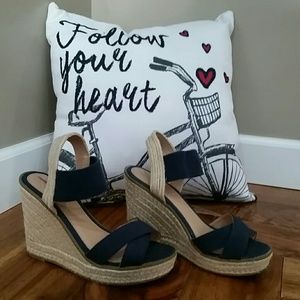 Merona Navy Blue and Cream Wedges